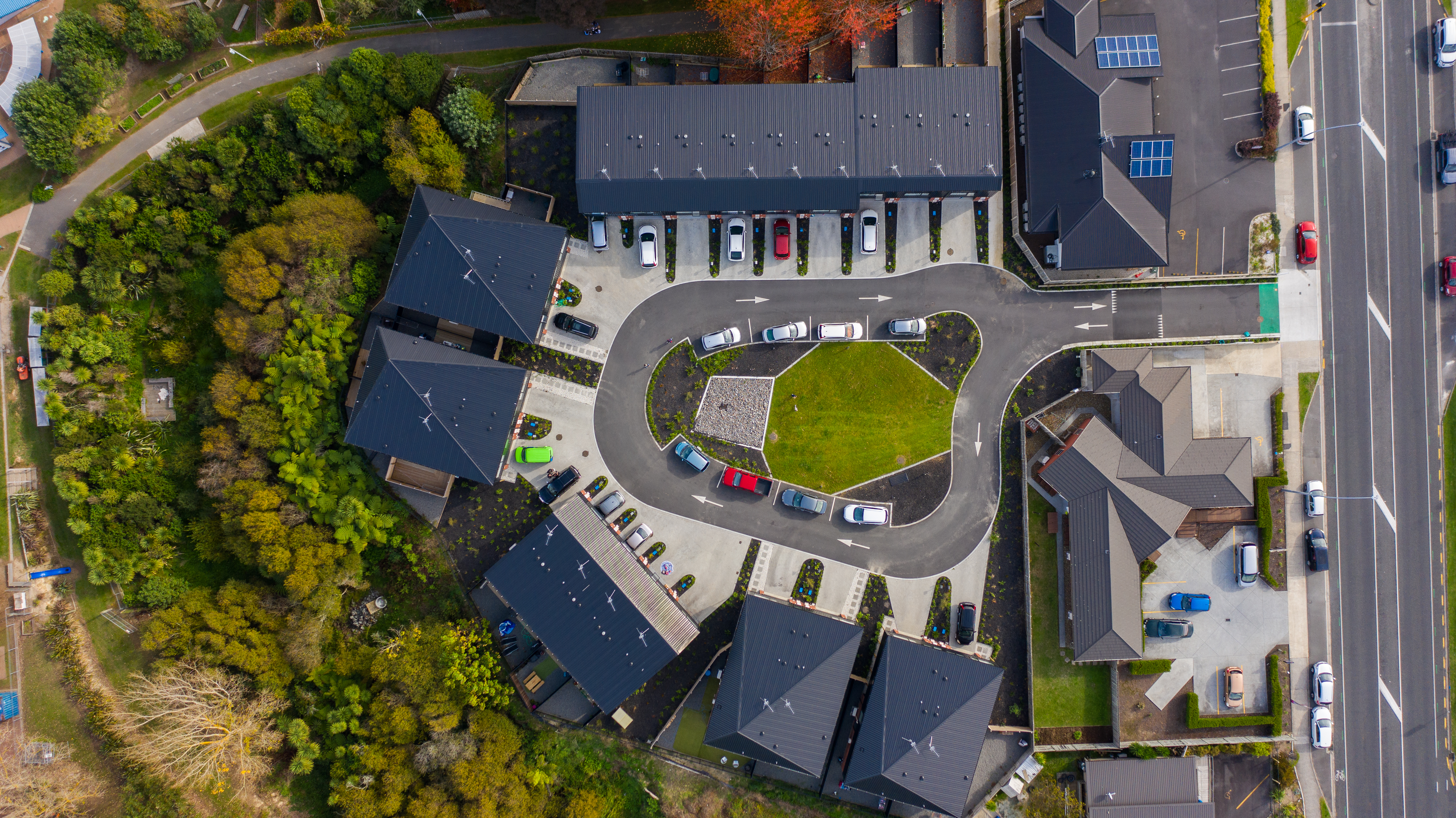 Spacious bedroom with modern furniture