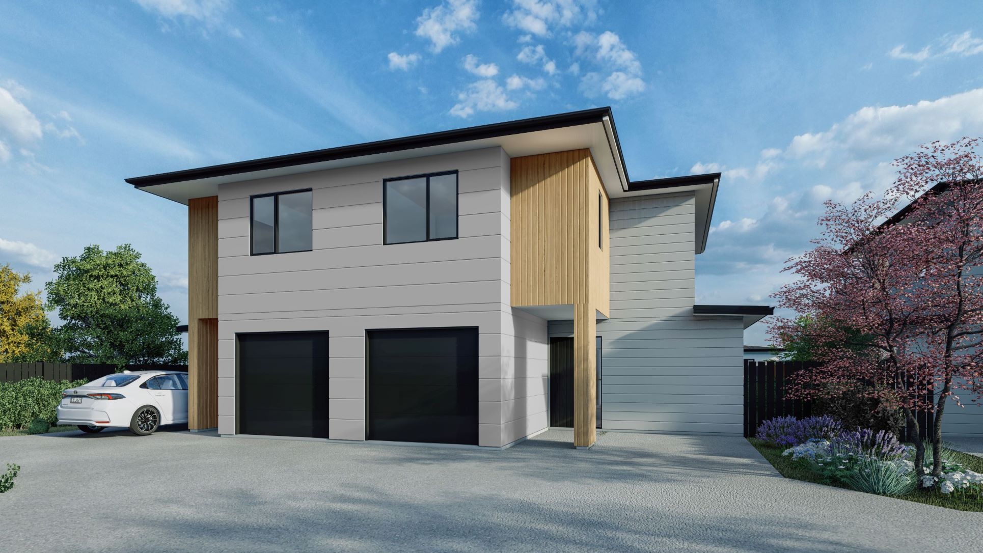 Spacious bedroom with modern furniture