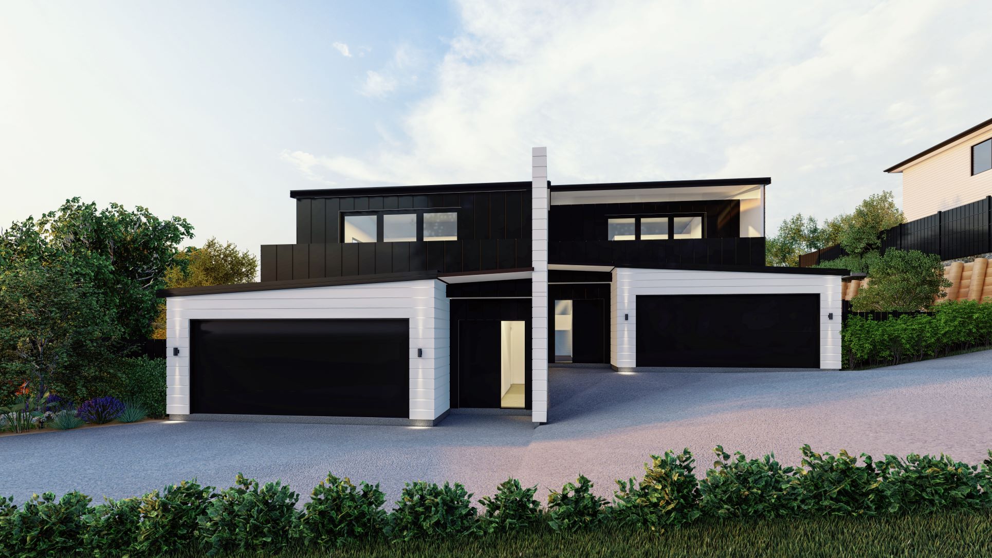 Spacious bedroom with modern furniture